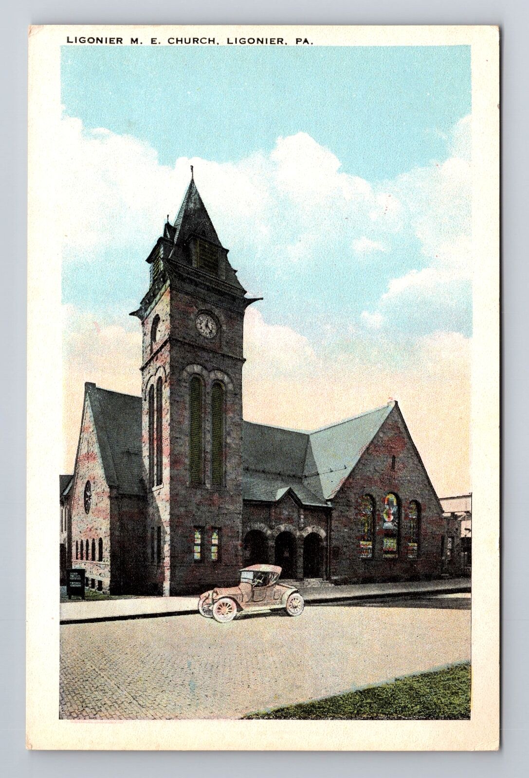Ligonier PA-Pennsylvania, Ligonier ME Church, Religion Antique Vintage Postcard