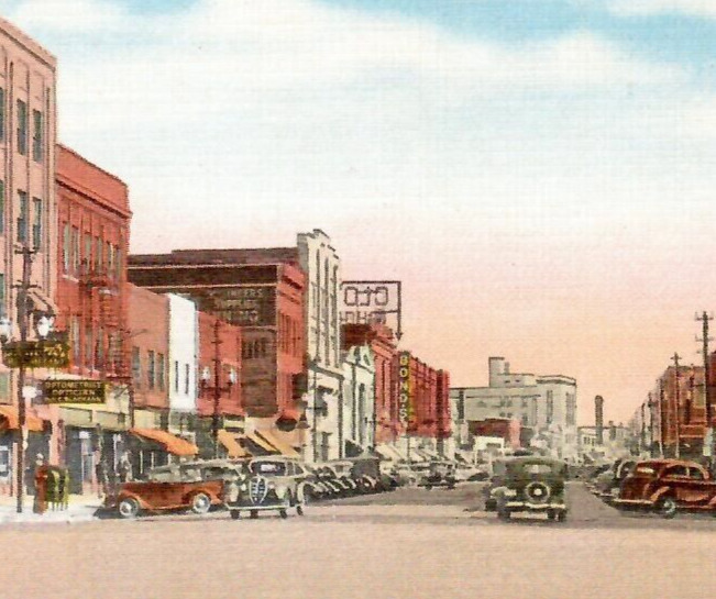 Vintage Linen Postcard East Erie Broadway Street Buildings Cars Lorain Ohio OH