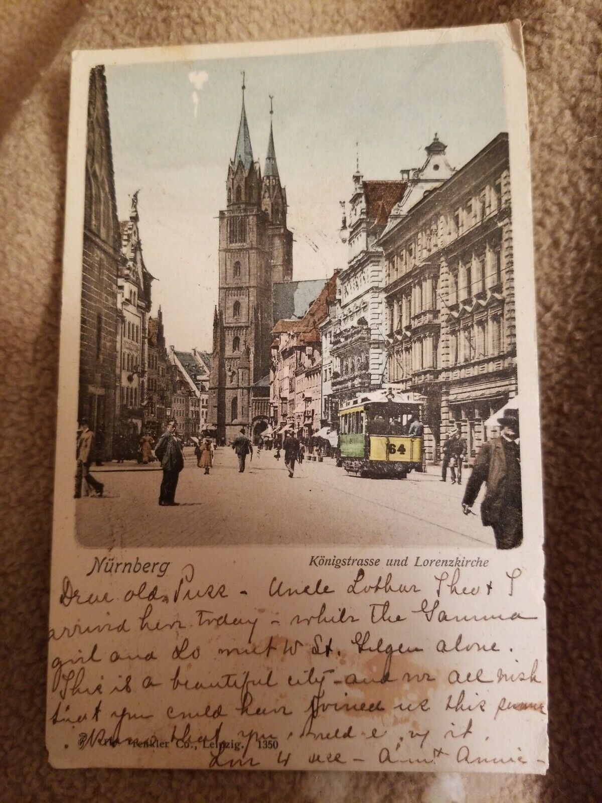 Nurnberg, Germany Konigstrasse and Lorenzkirche Postcard