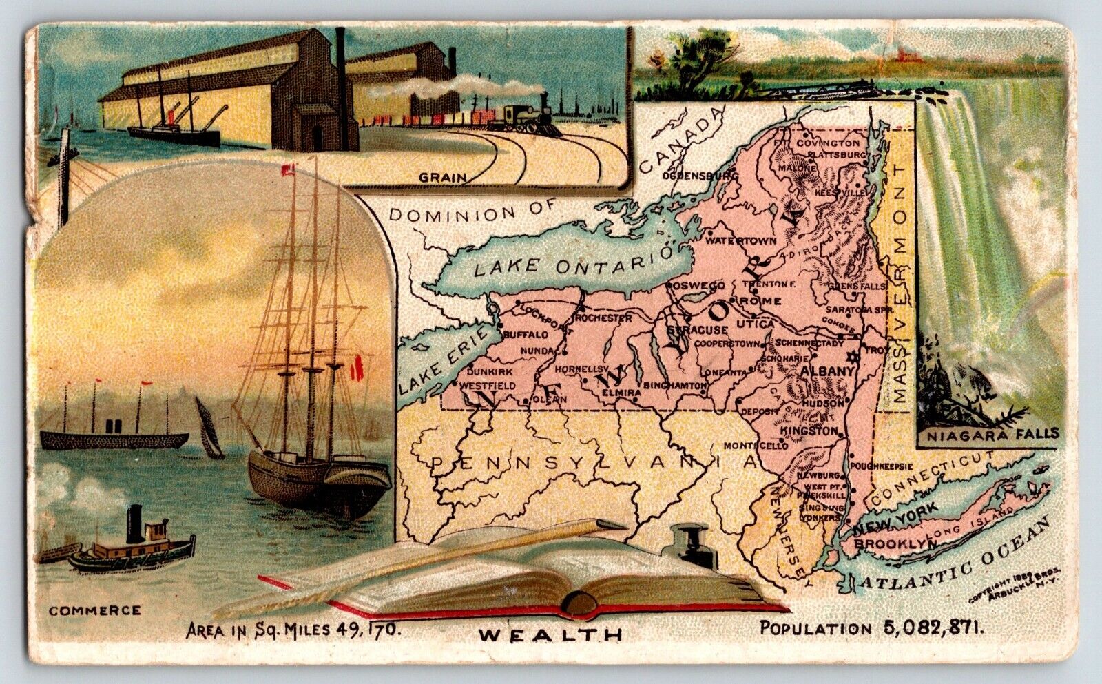 NEW YORK ARBUCKLE COFFEE STATES TERRITORIES C1880\'S VICTORIAN TRADE CARD