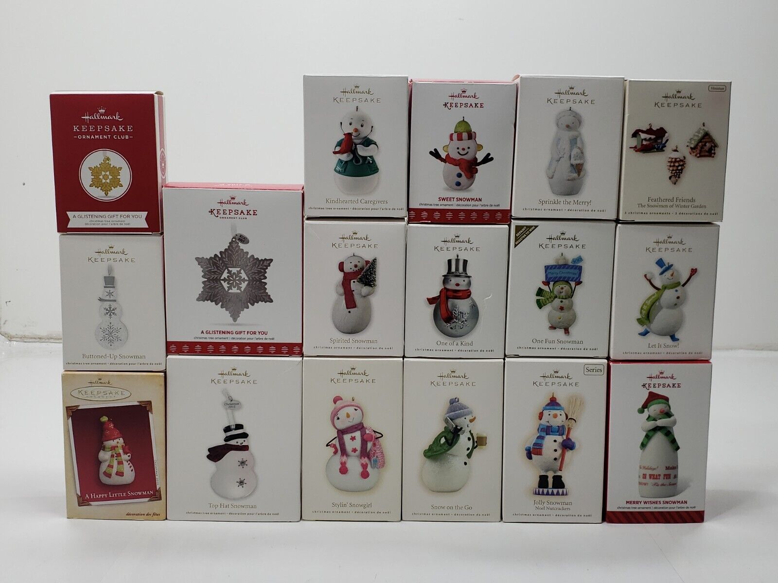 Hallmark Keepsake Ornaments Lot Of 17 Mixed Snowmen Snowflakes & Extra Vintage