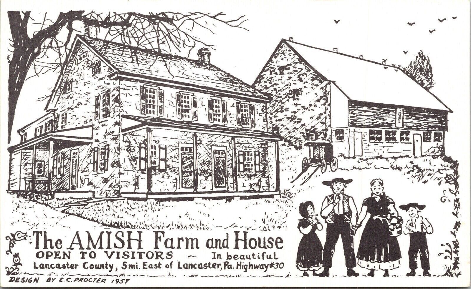 Amish Farm House Lancaster County PA Pennsylvania Postcard UNP Unused DB VTG