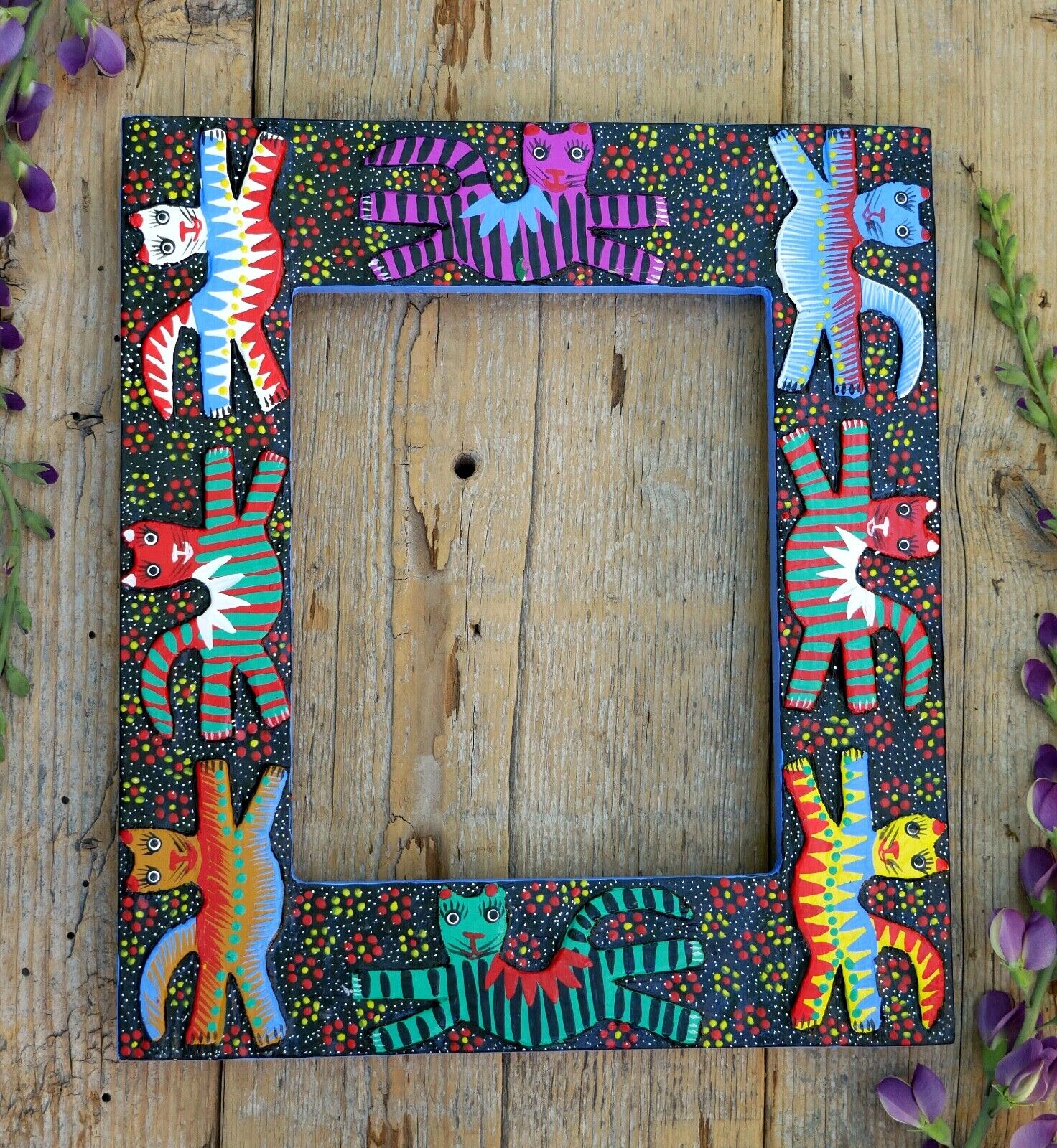 Alebrije Frame Cactus Hummingbird Donkey Bunny Iguana Handmade Mexican Folk Art