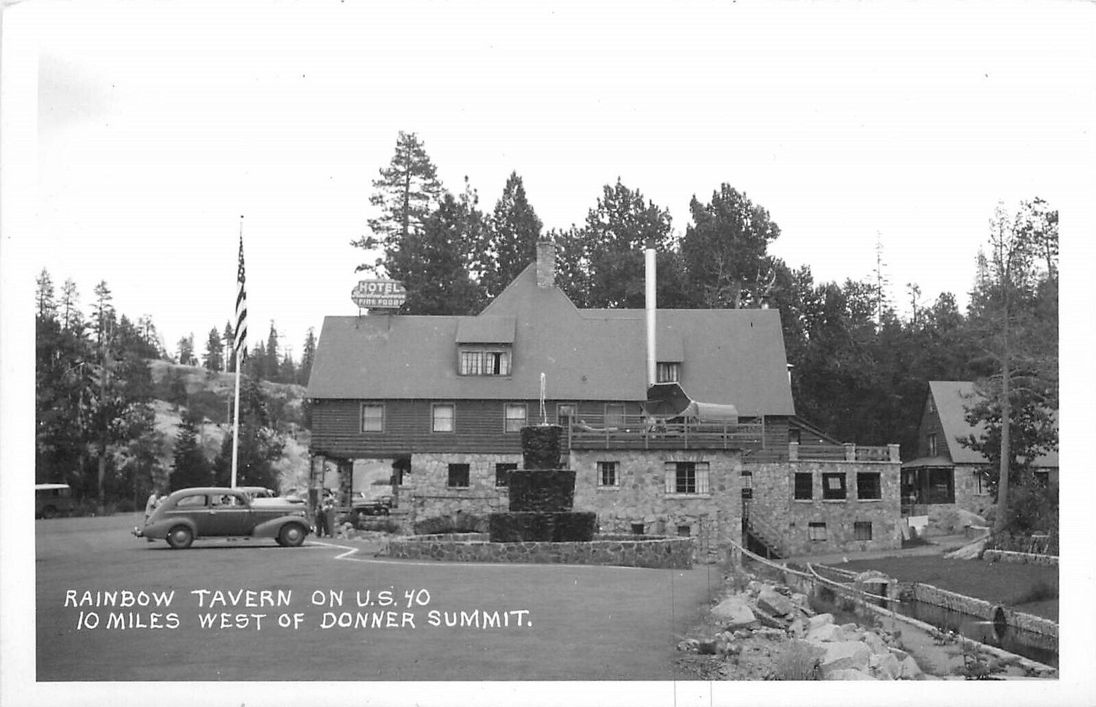 Postcard RPPC 1940s California Donner Summit Rainbow Tavern US 40 auto 23-11980
