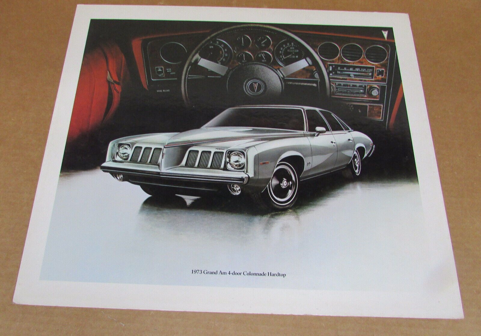 1973 Pontiac Grand Am Car Big Original Dealer Print Excellent