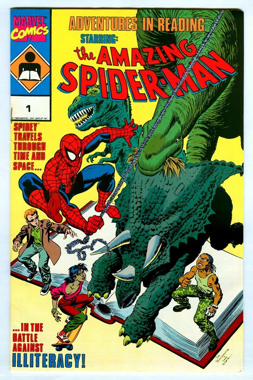 Amazing SPIDER-MAN Adventures in Reading #1 Rare 1990 Promo Intro Troglodyte