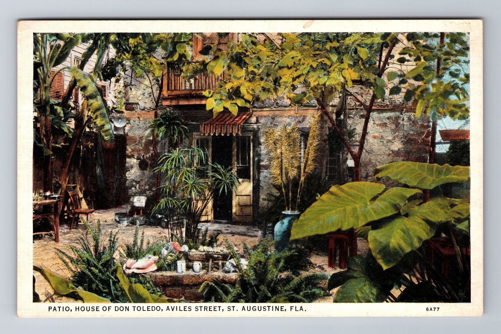 St. Augustine FL-Florida, Historic Don Toleda House, Patio, Vintage Postcard