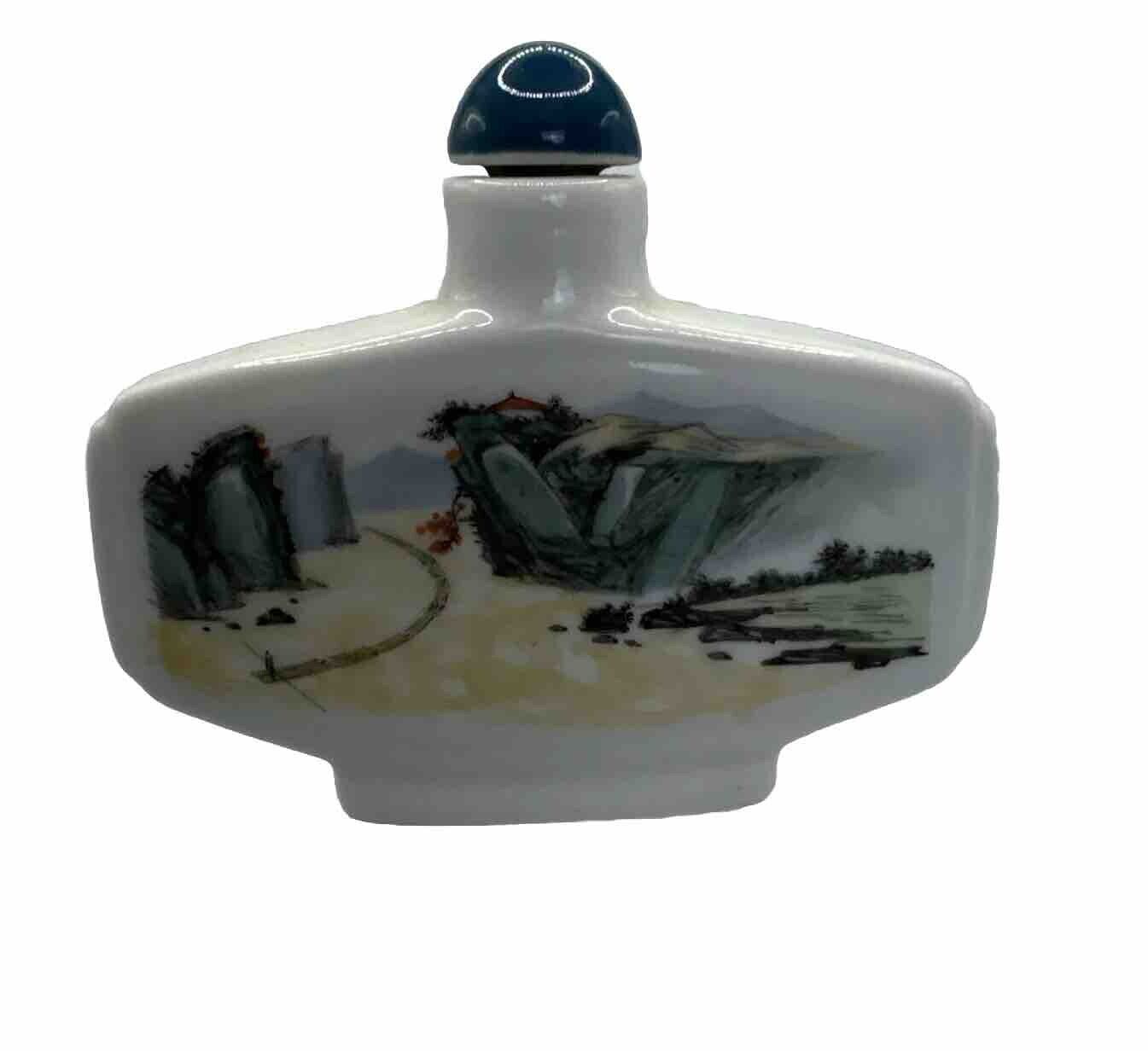 Vtg Perfume Snuff Bottle Chinese Japanese Asian Oriental Ceramic w/ Applicator