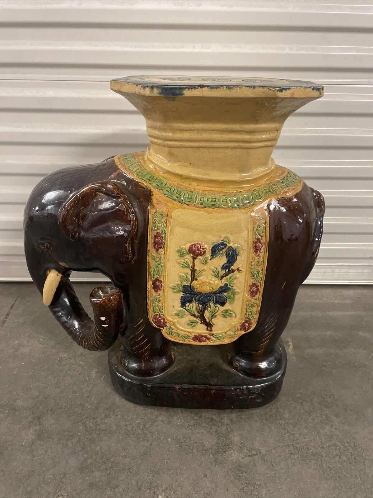 Vintage Beautifully Hand-Painted Ceramic Garden Elephant