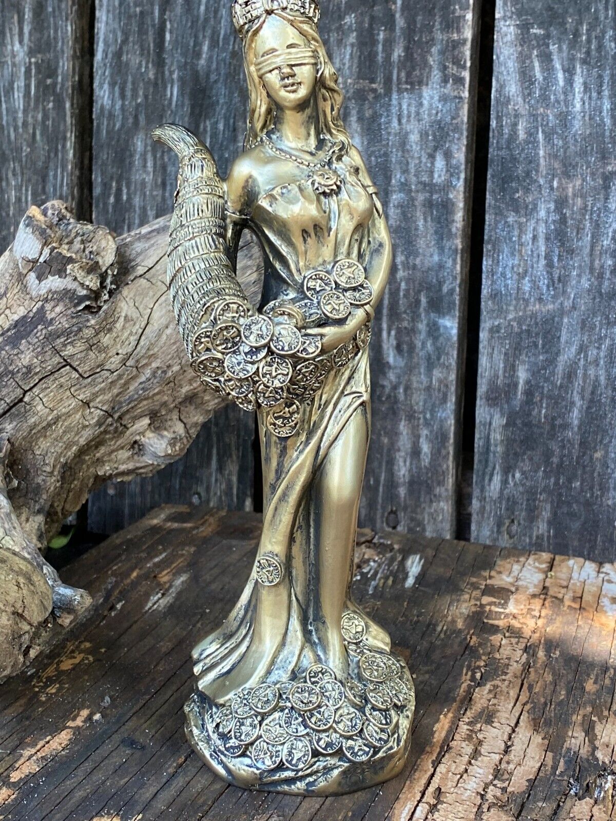 Fortuna Gold Tyche Diosa griega de la suerte, Estatua de Fortuna, Diosa Fortuna