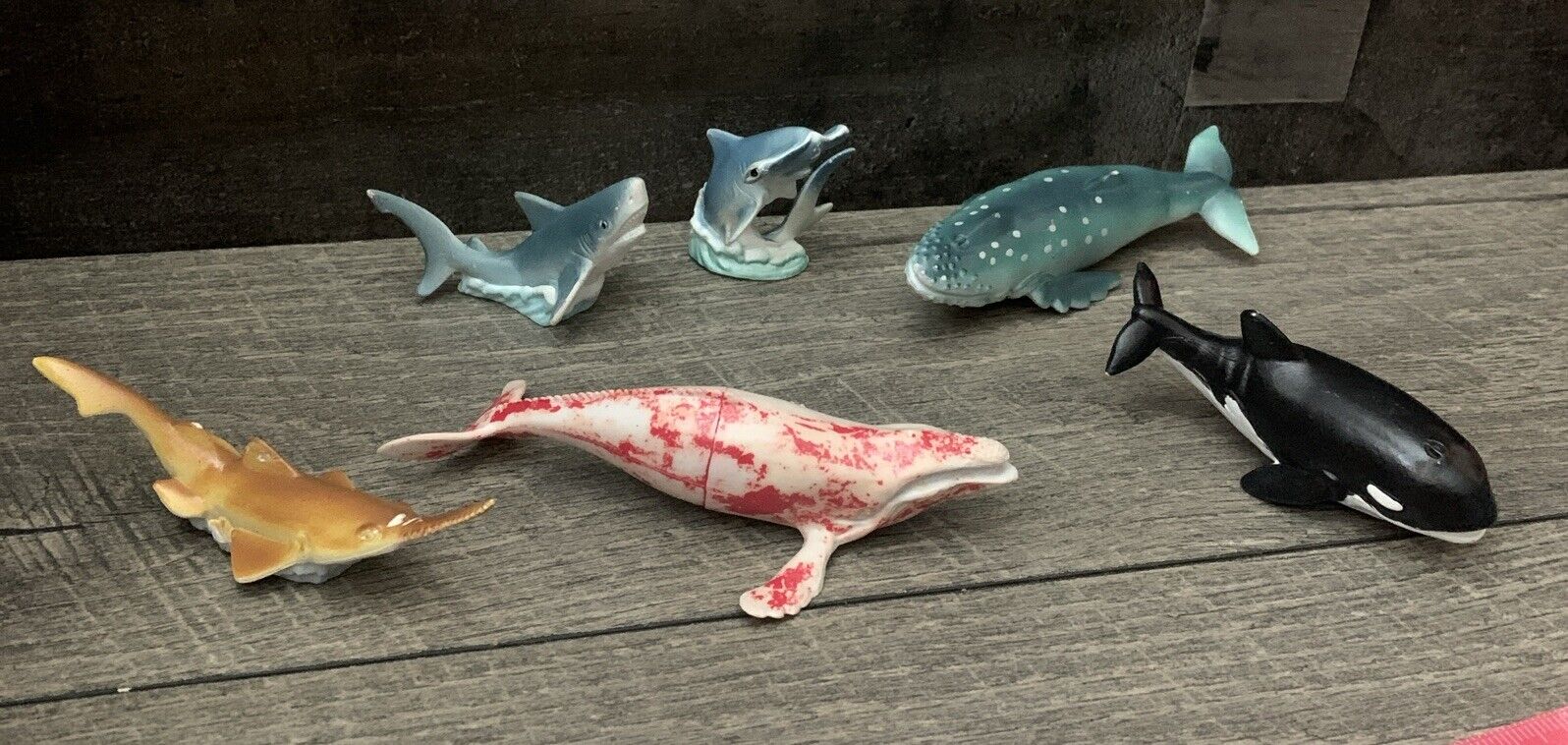 Vintage New-Ray Sea Life Marine Aquatic Whales Sharks Figure Toy Lot Of 6