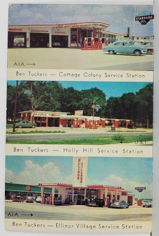 Ben Tucker\'s Standard Oil Svc Stations Ormond Bch Daytona Holly Hill Postcard Q3