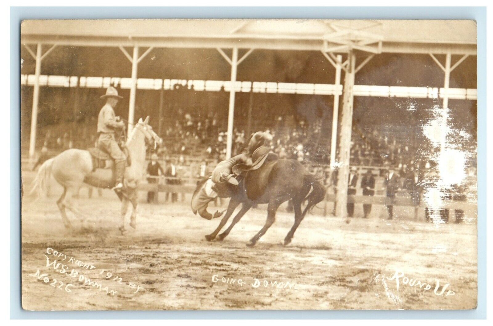 c1910's Horse Cowboy Going Down Round Up Pendleton Oregon OR RPPC Photo Postcard