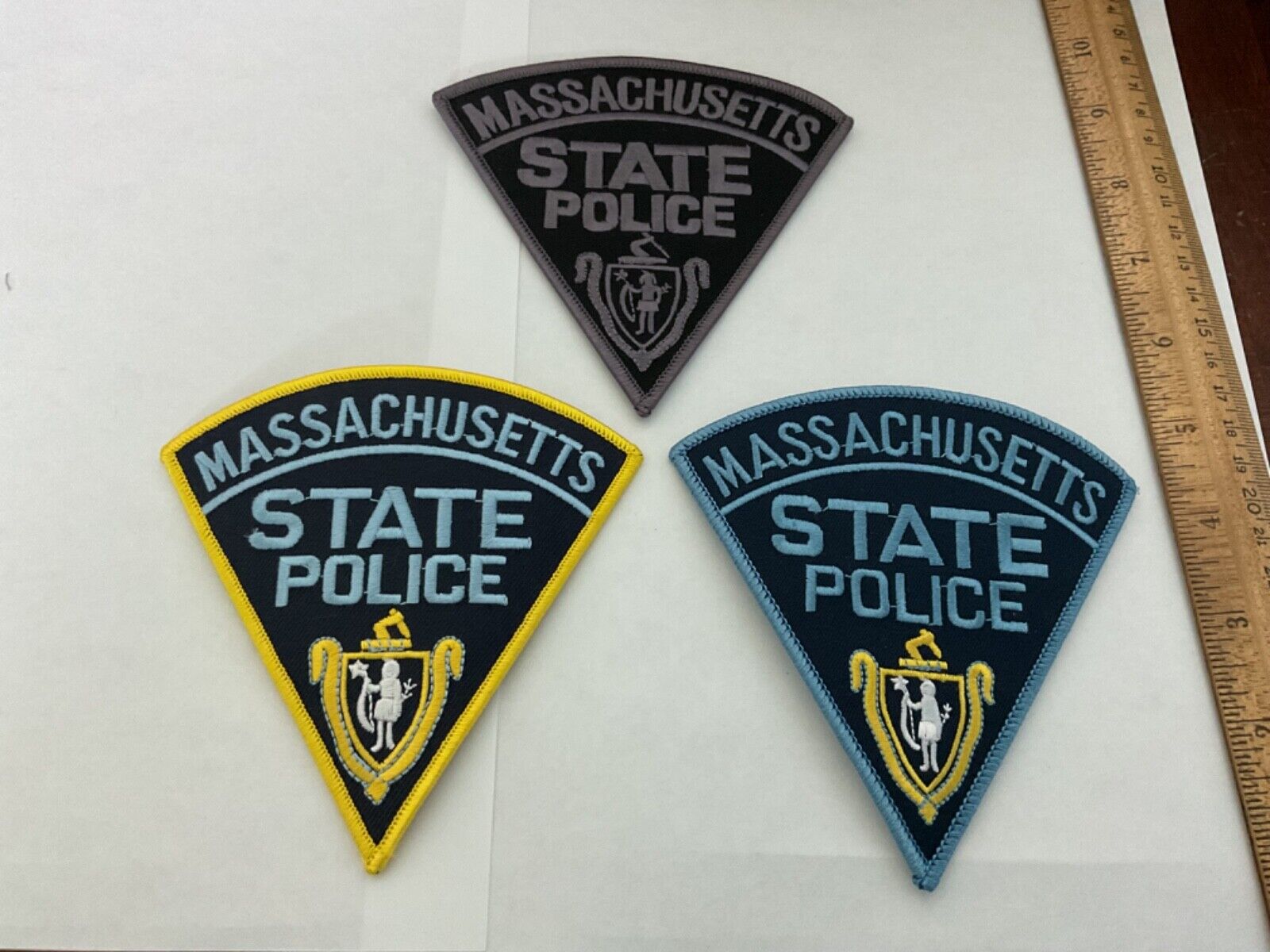 Massachusetts State Police issue collectable patch set 3 pieces new full size