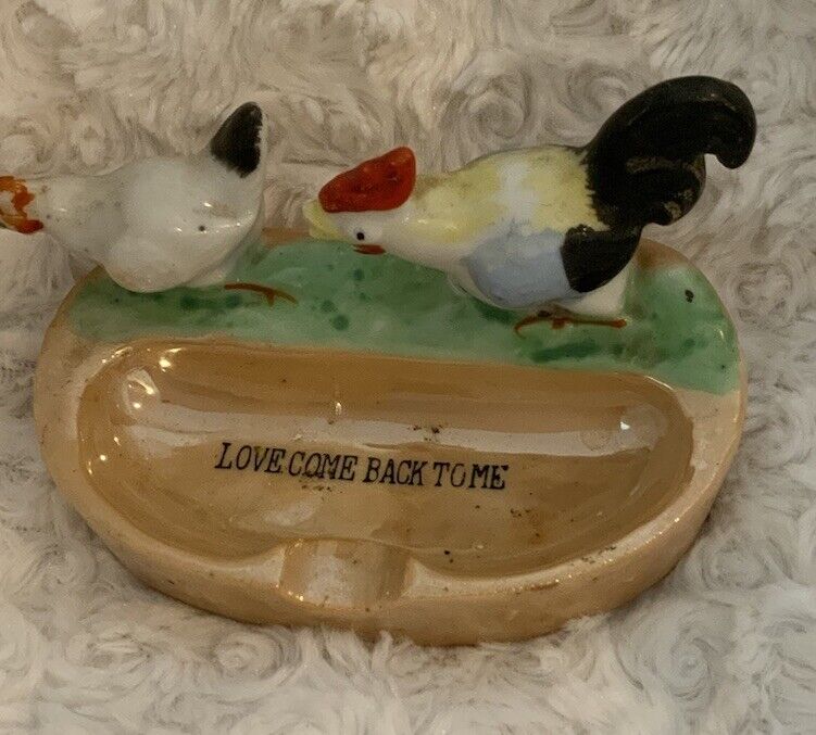 Vintage “Lover Come Back To Me” Chicken Hen Rooster Japan Ashtray