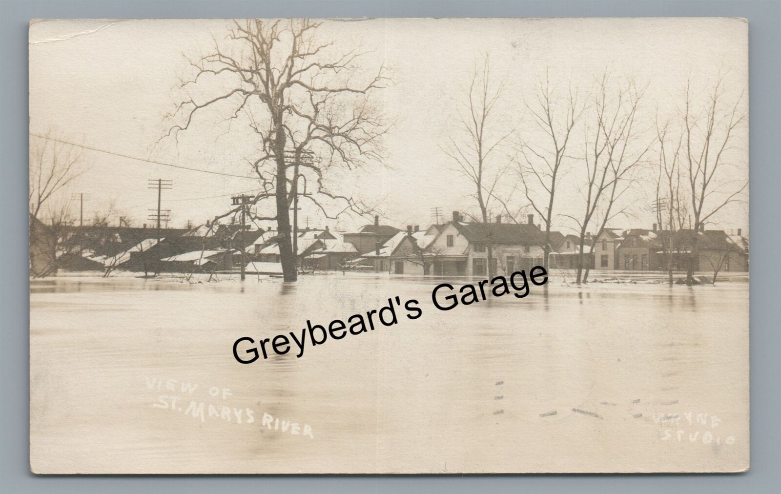 RPPC St Mary\'s River Flood 1913 Ft FORT WAYNE IN Indiana Real Photo Postcard
