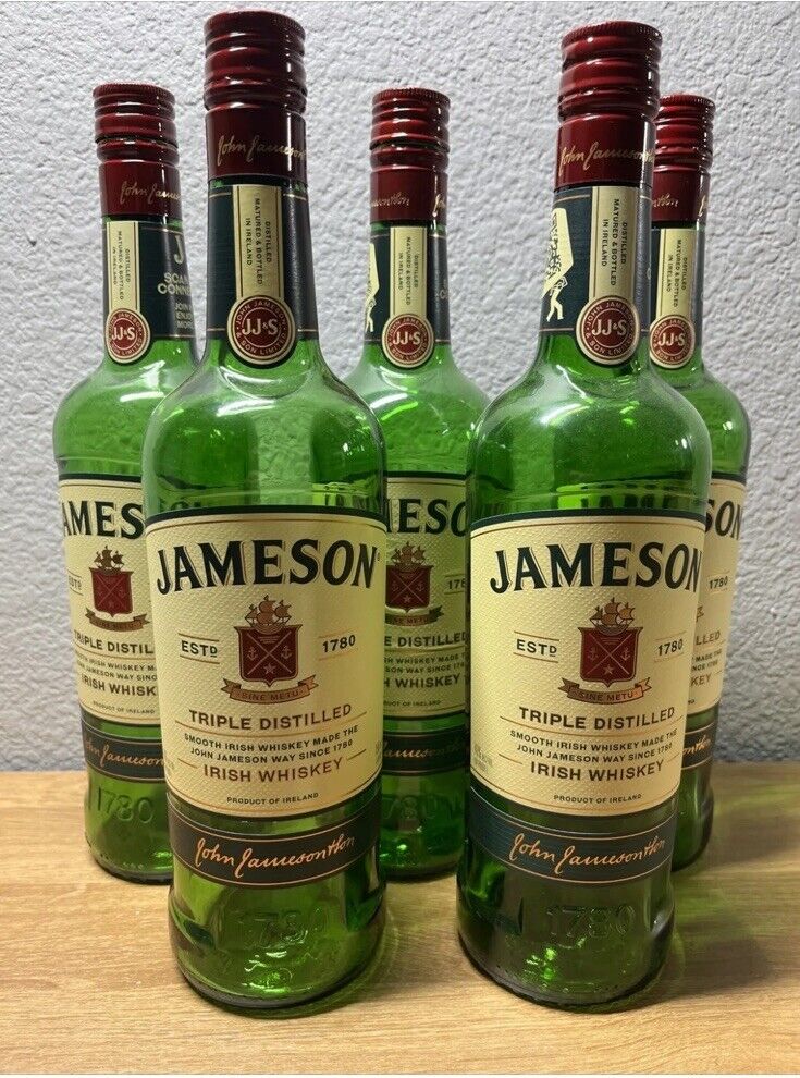 Jameson Irish Whiskey Empty Bottle 750ml W/cap (5pk)