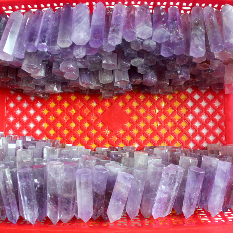 4-5cm Natural Purple Brazilian Amethyst Quartz Crystal Point Wand Healing Reiki