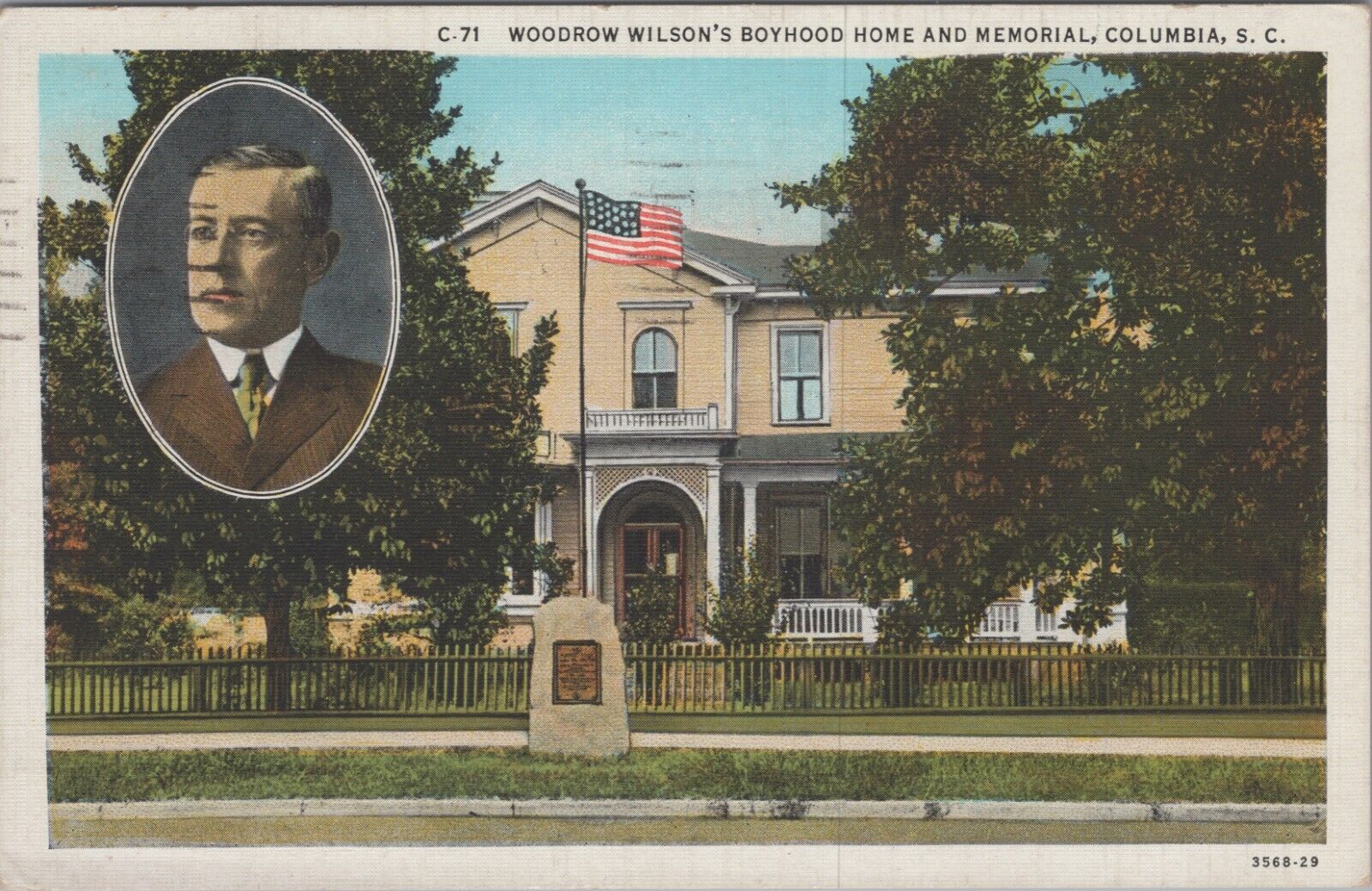 1937 PC Woodrow Wilson\'s Boyhood Home And Memorial Columbia South Carolina 3359