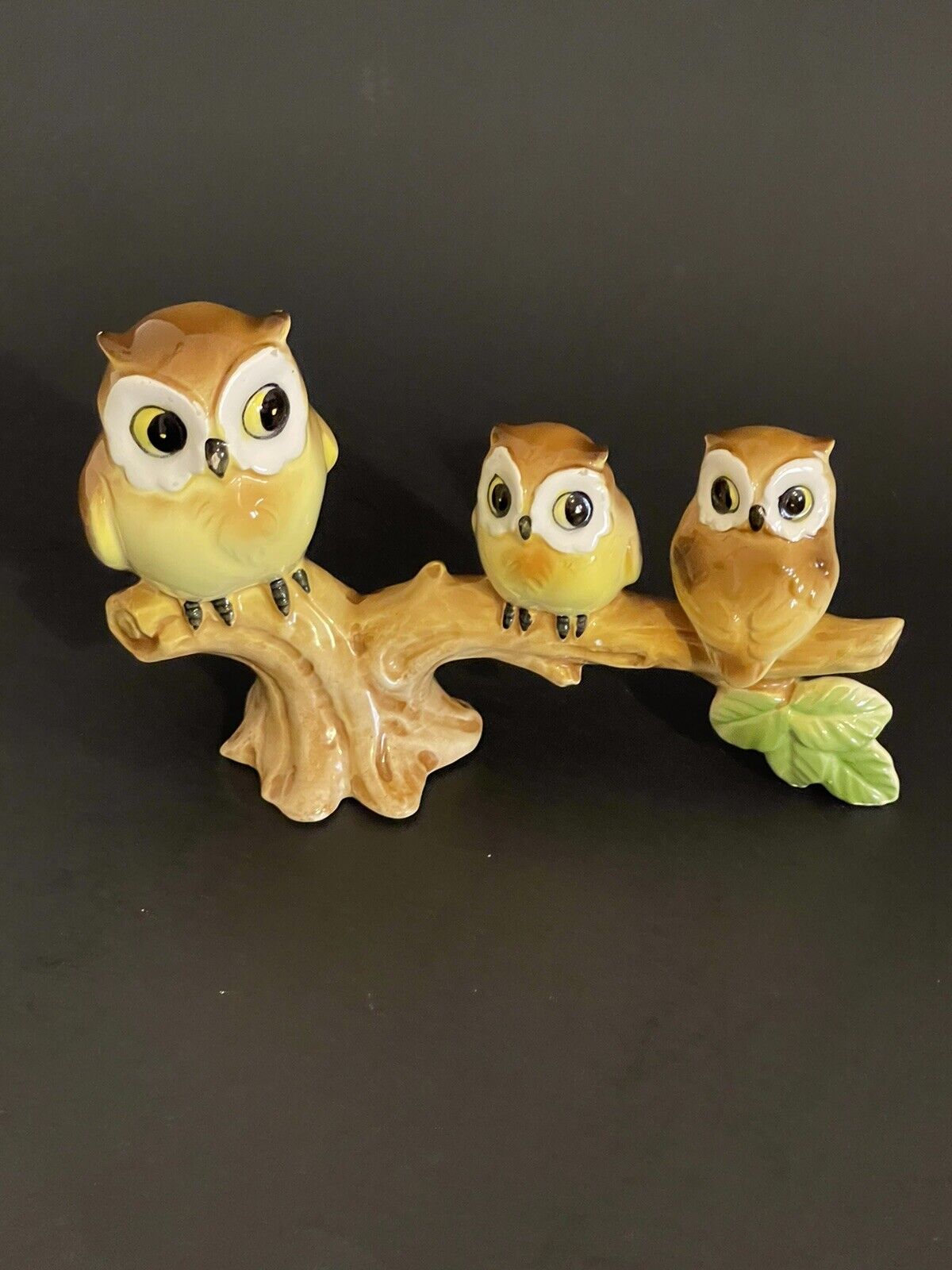 Vtg Norcrest Three Owls on a Branch.
