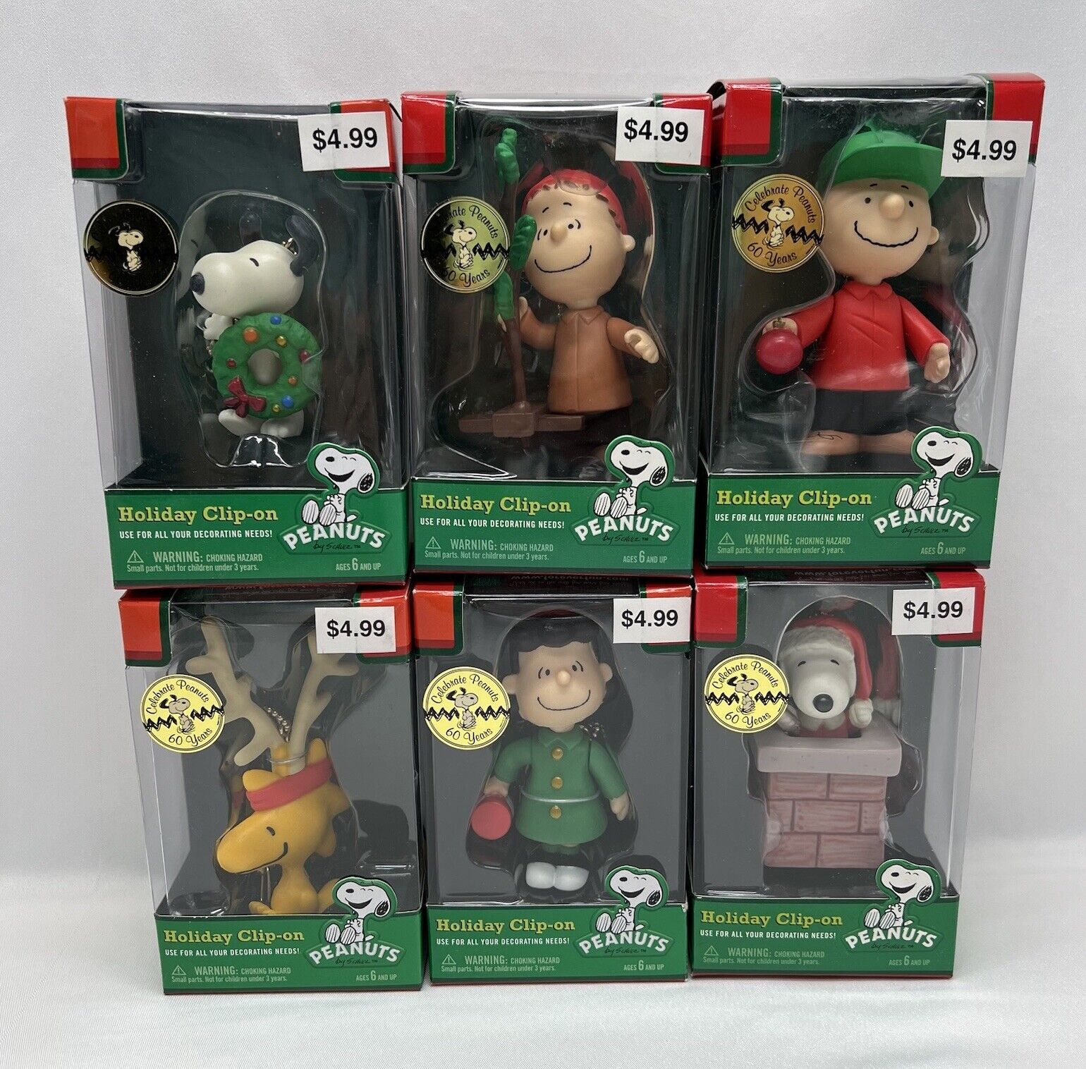 Peanuts Gang Deck The Halls Complete Set Holiday Clip-On CVS Exclusive 2010 NEW