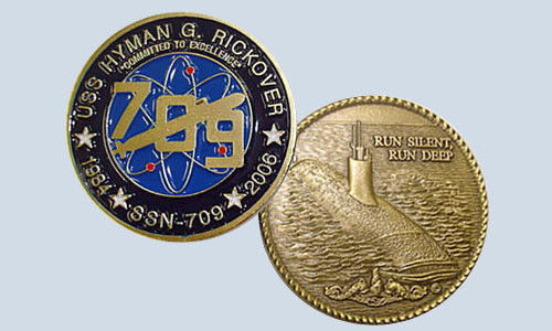 USS Hyman G Rickover SSN 709 Submarine Challenge Coin USN Pride Runs Deep