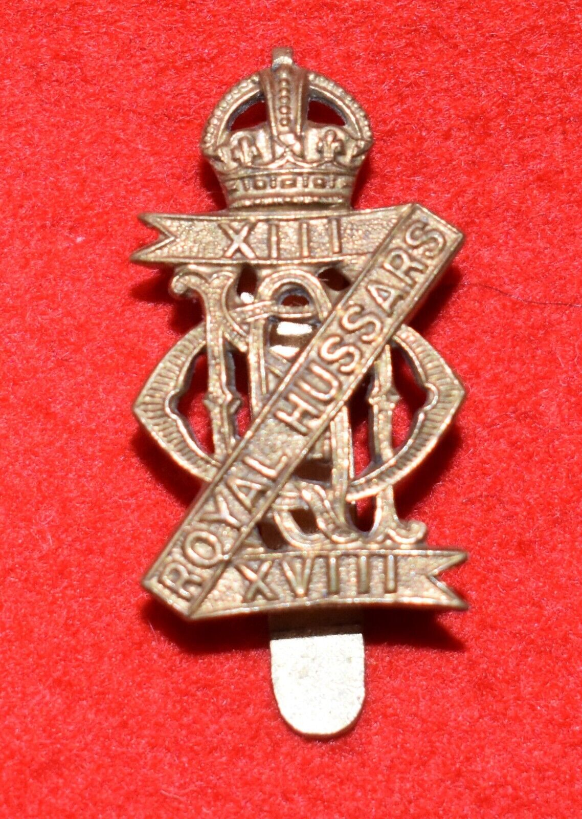 British Army. 13/18th Royal Hussars Genuine OR’s Cap Badge