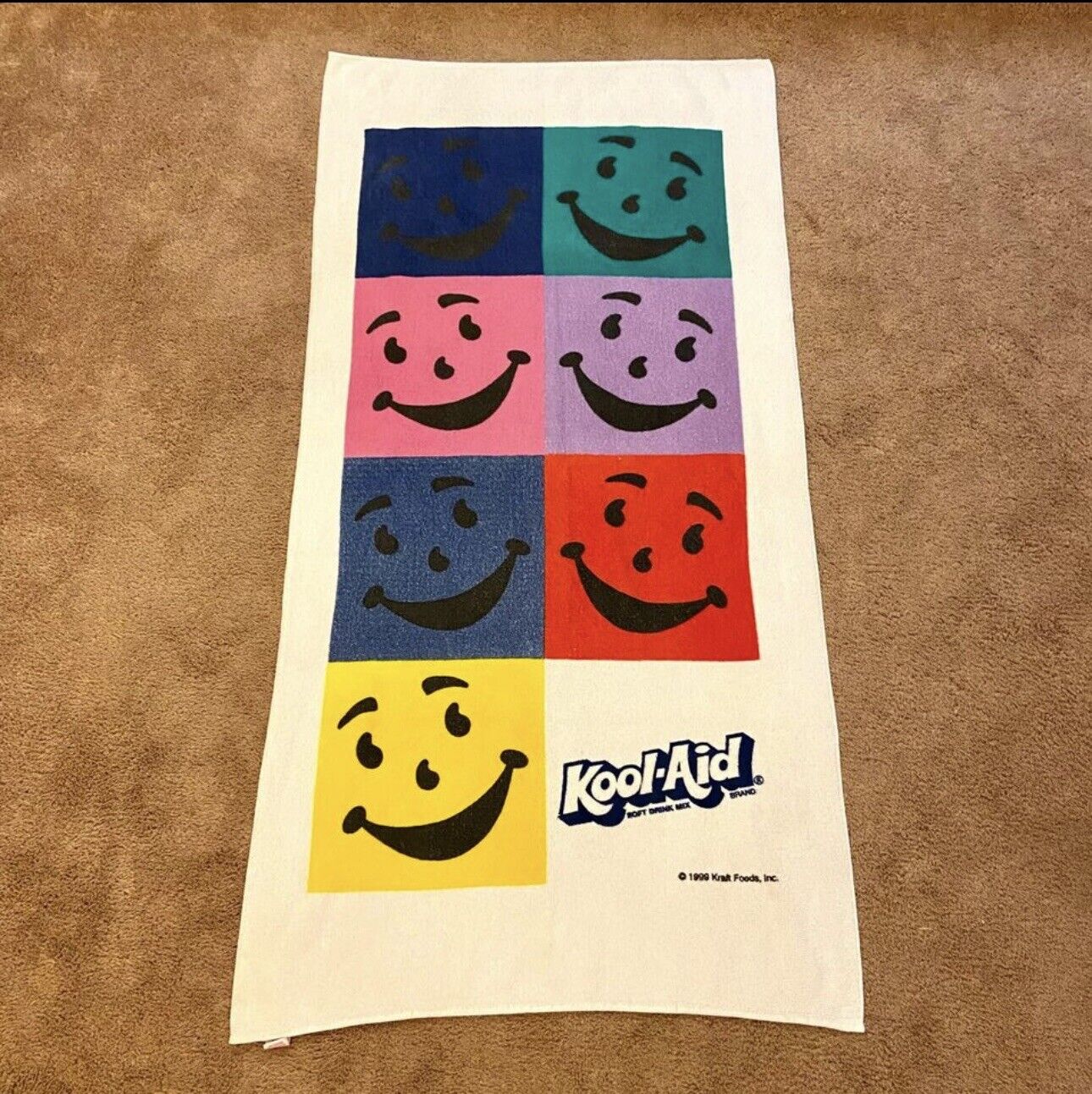 Vintage 1999 Kool Aid Over Sized Beach Towel Color Block Made In USA