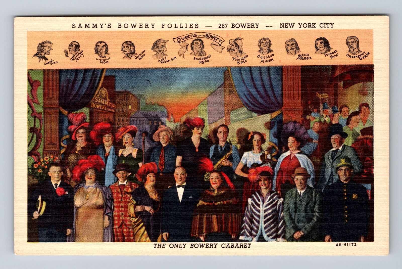 New York City, Sammy\'s Bowery Follies, Advertising, Antique Vintage Postcard