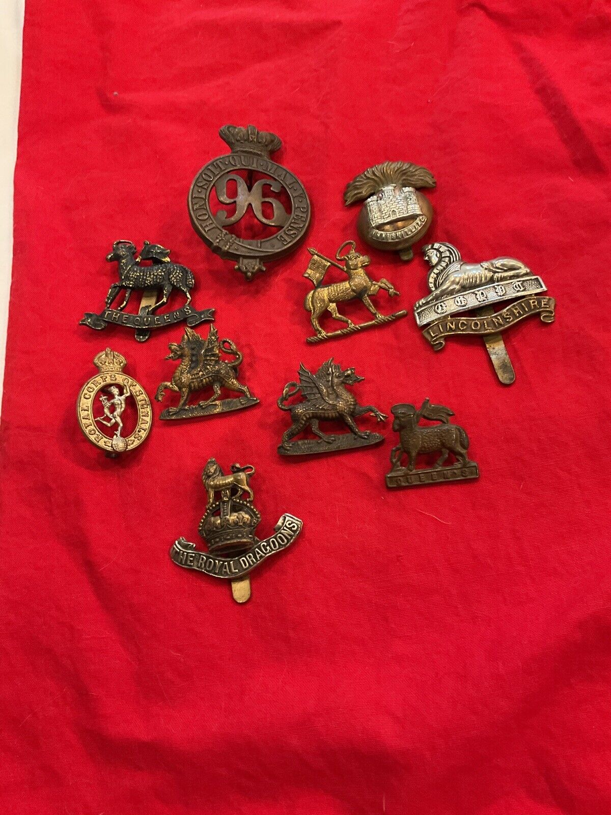 325 WWI British Badges Royal Signal Royal Dragoons Inniskilling  Lot Of 10 Nice
