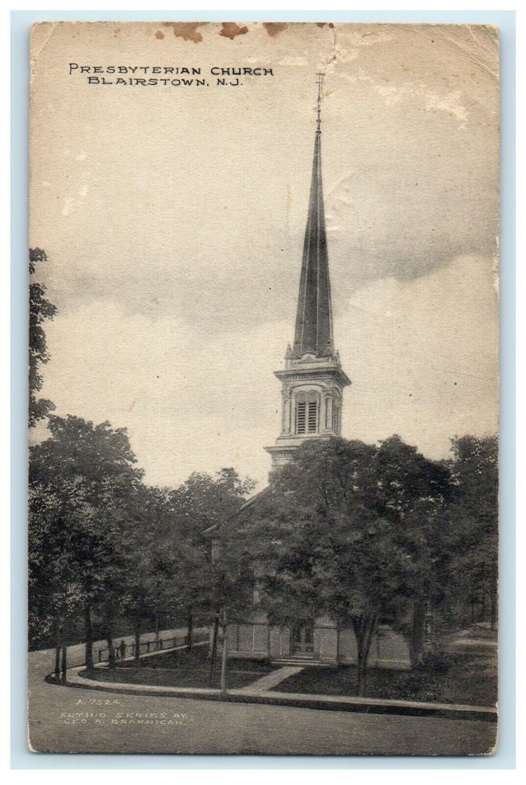 1916 Presbyterian Church, Blairstown, New Jersey NJ Antique Posted Postcard