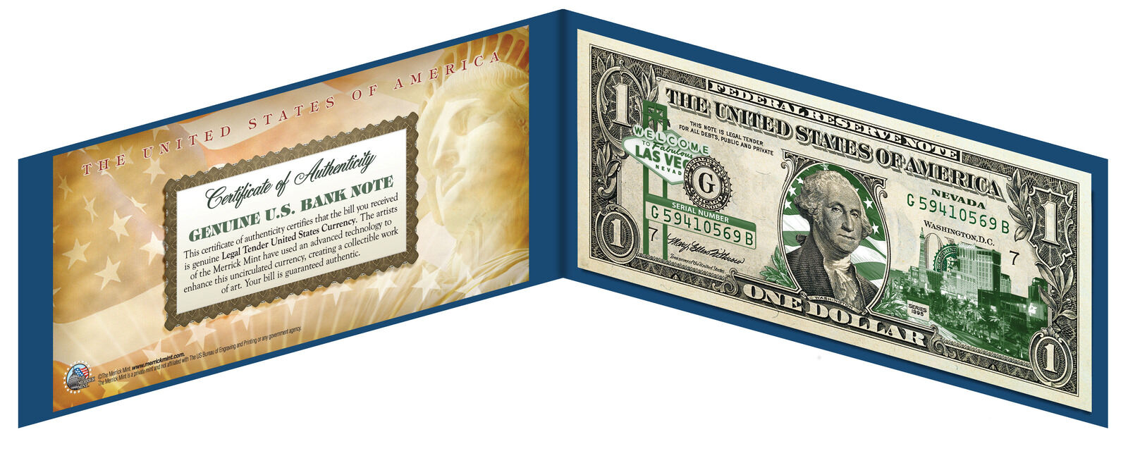 NEVADA State $1 Bill *Genuine Legal Tender* U.S. One-Dollar Currency *Green*