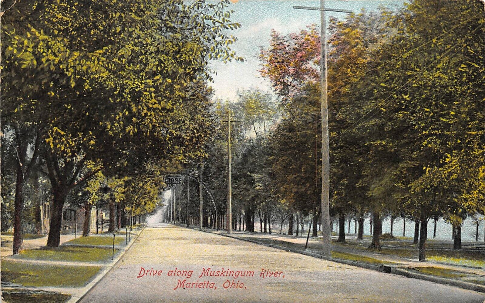 Marietta Ohio 1910 Postcard Drive Along Muskingum River