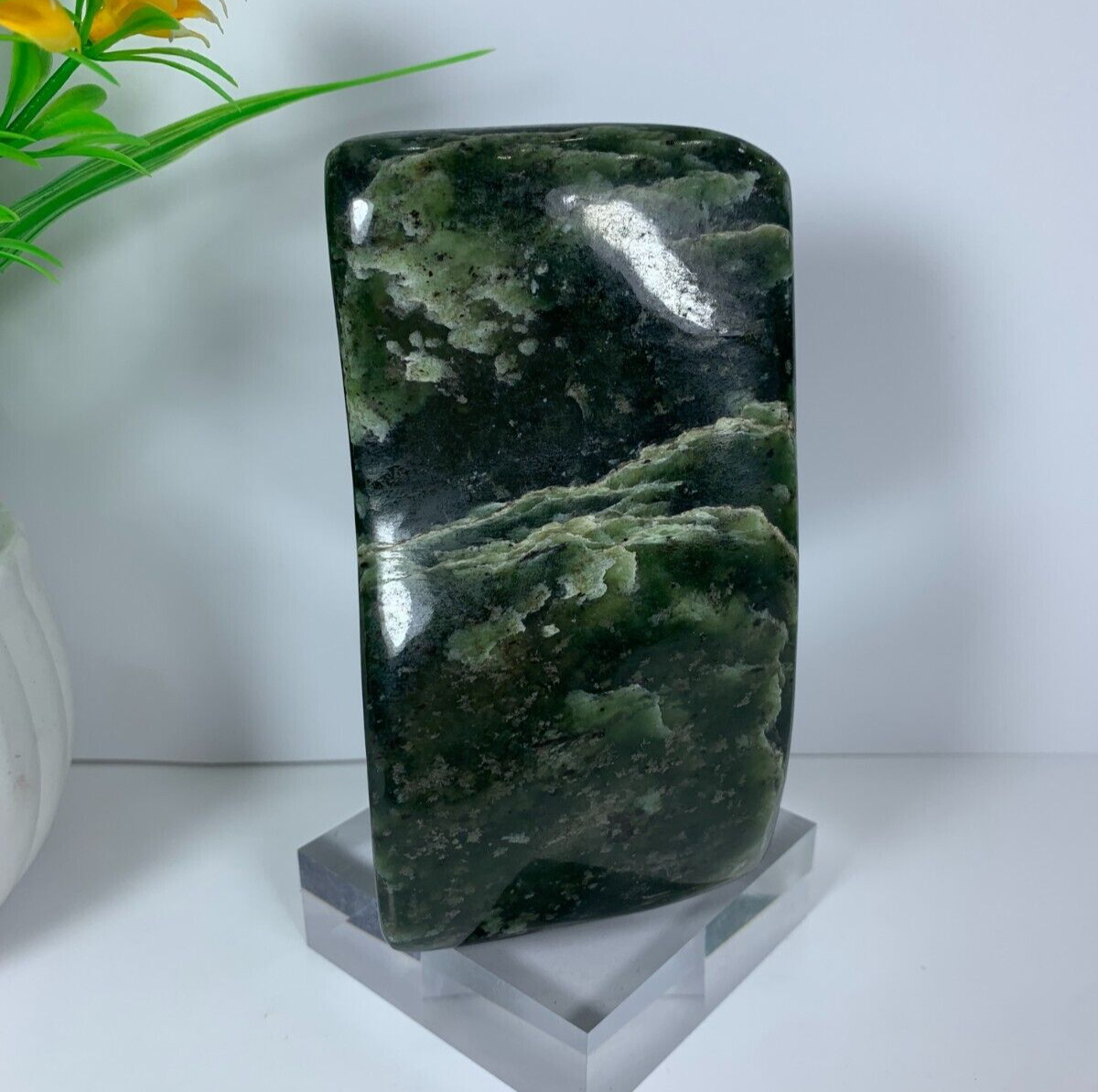 505 Gram Natural Nephrite Jade Rough Polished Stone Tumble Freeform Crystal