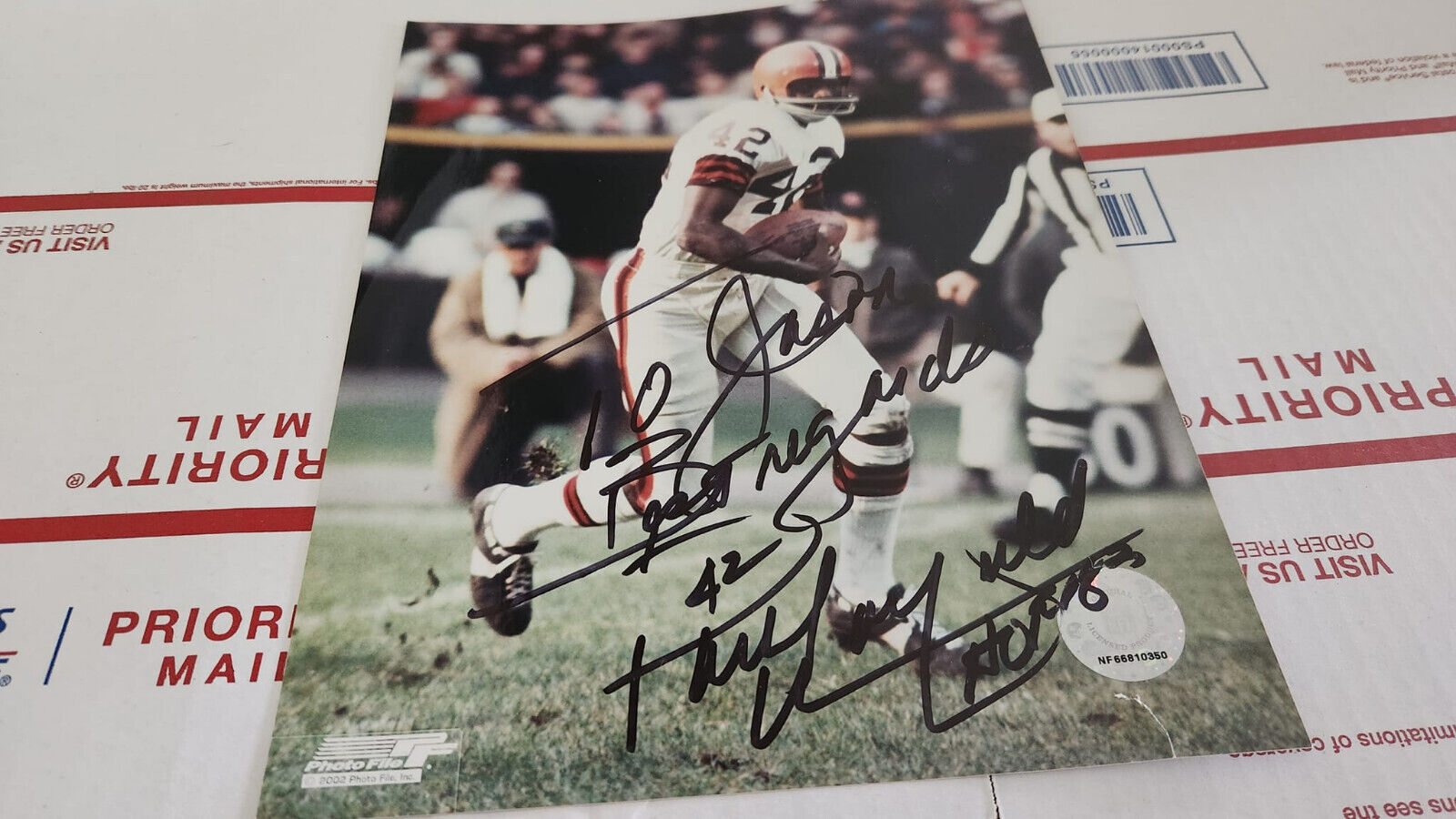 Paul Warfield Signed TO JASON 8x10 Photo Football Sports Autograph Browns HOF