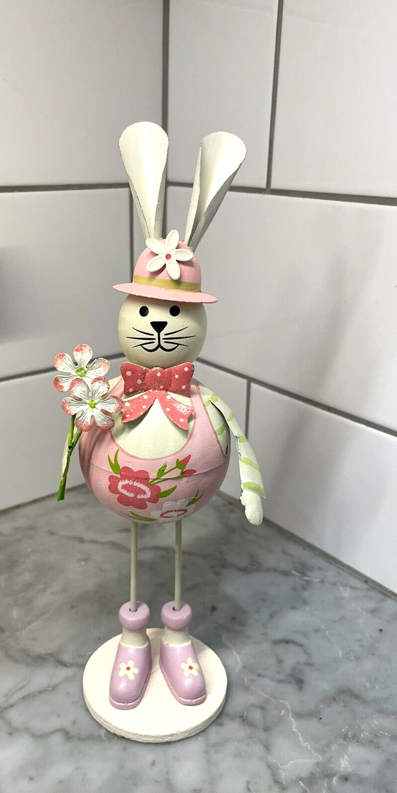 Adorable Metal Dancing Bunny All Ready For Easter