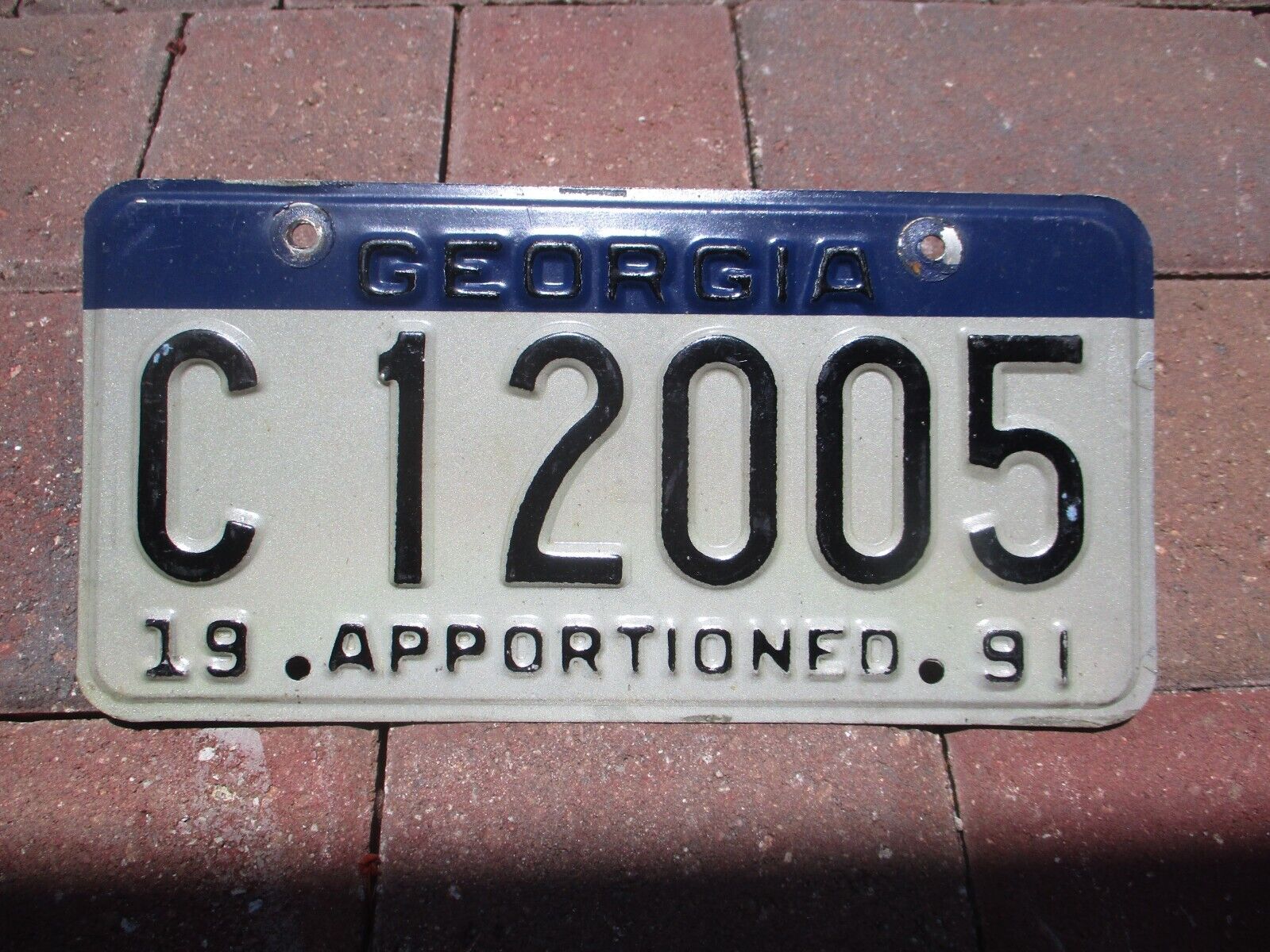 Georgia 1991   Apportioned  license plate  #  C 12005
