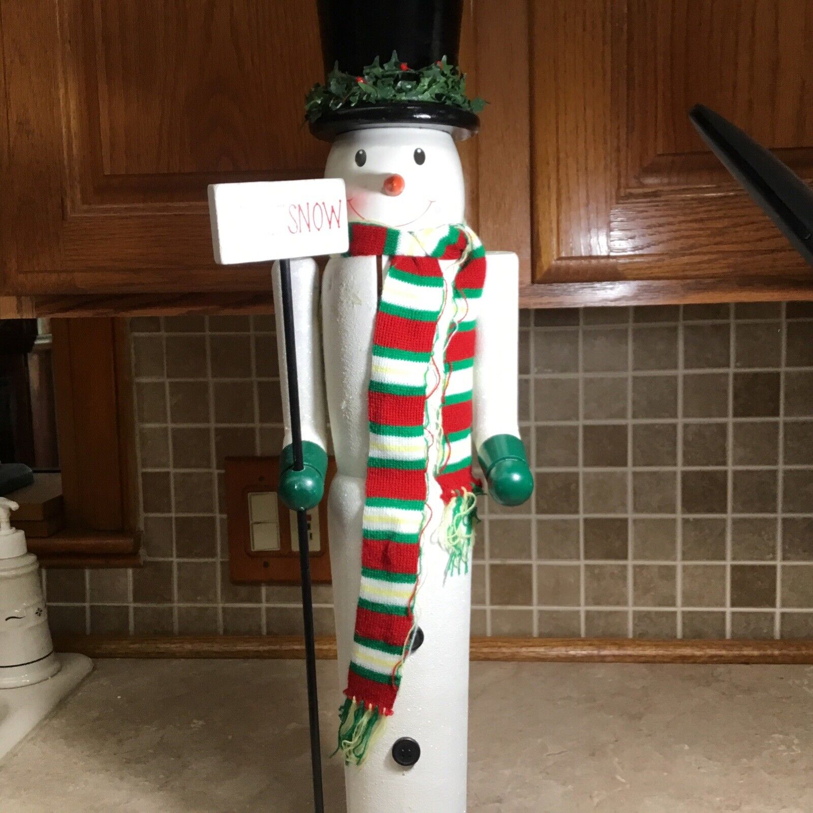 24”—2feet Tall Wooden Snowman Nutcracker, Let It Snow