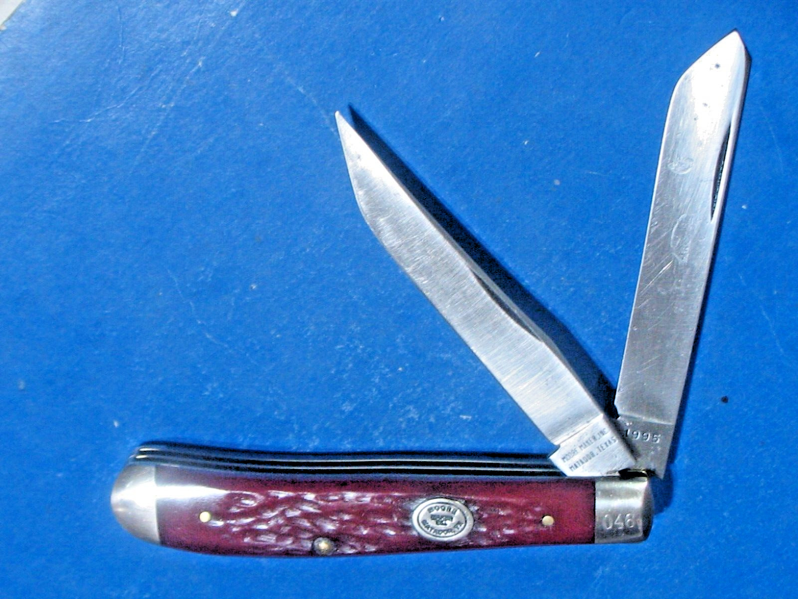 Vtg  1995 Moore Maker Red Bone Trapper Serial Number 046  Pocket Knife USA