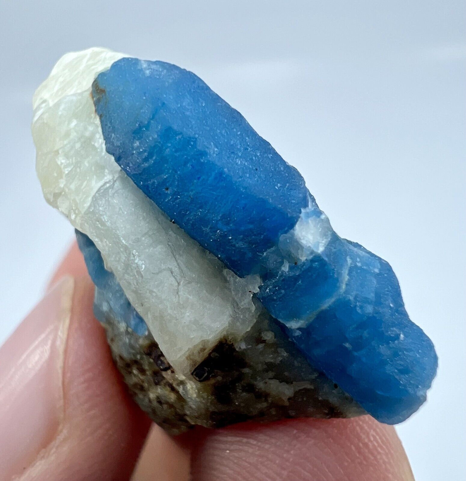 63 Carats Well Terminated Fluorescent Top Blue Afghanite Crystals On Matrix @AF