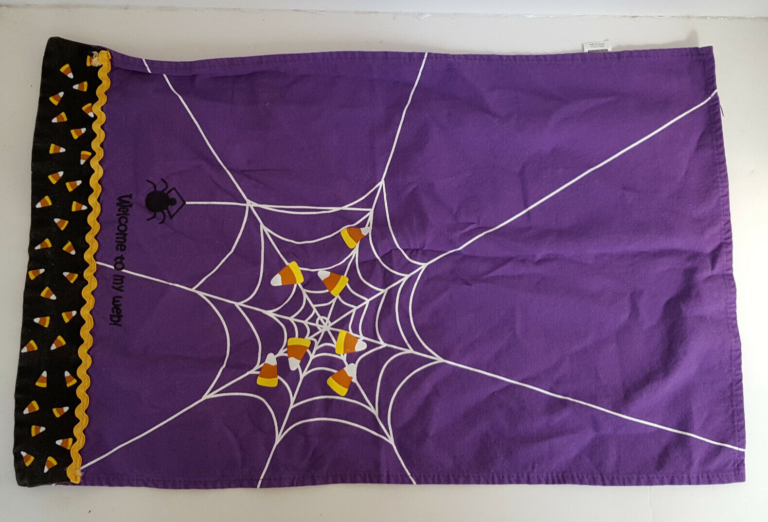 Halloween Flag Purple with Spider web and Candy Corns 24\