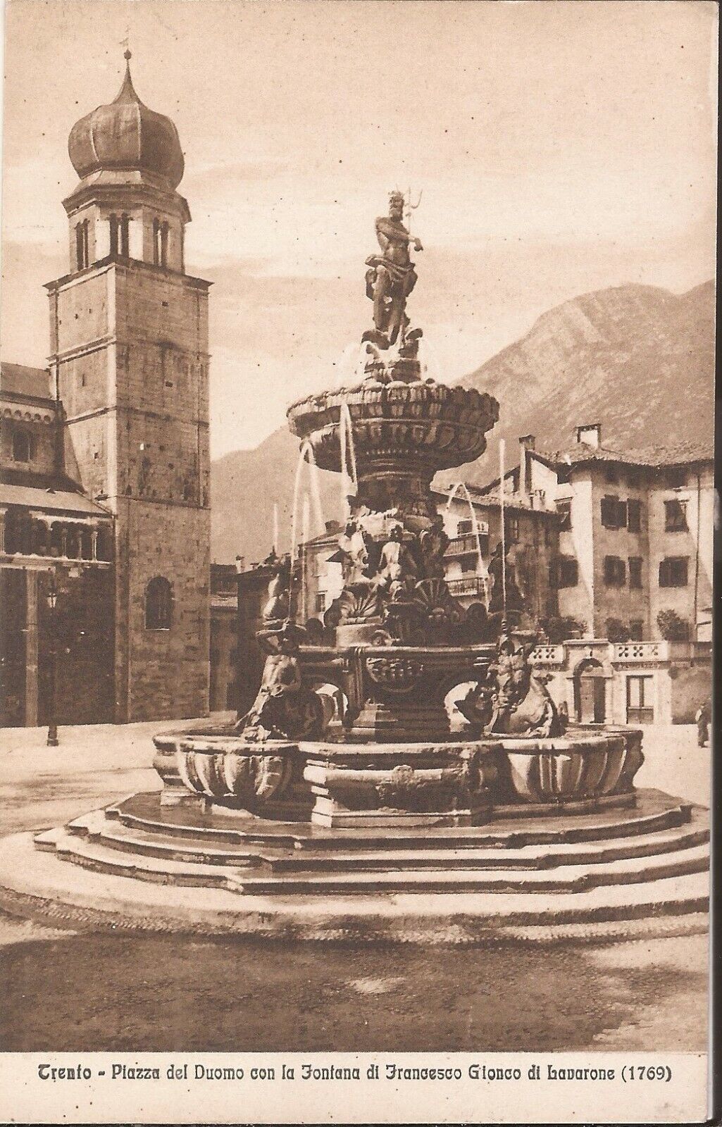 Trent, ITALY - Cathedral & Fountain of Neptune by Francesco Antonio Giongo
