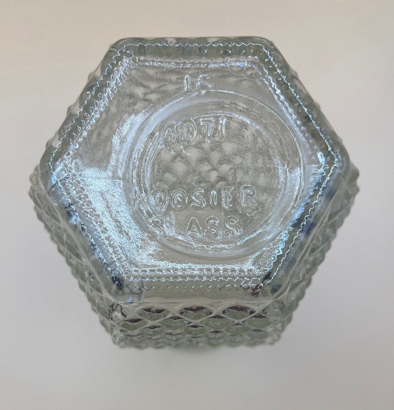 VTG Hoosier Glass Vase 4071 Diamond Pattern Pineapple 5.5\