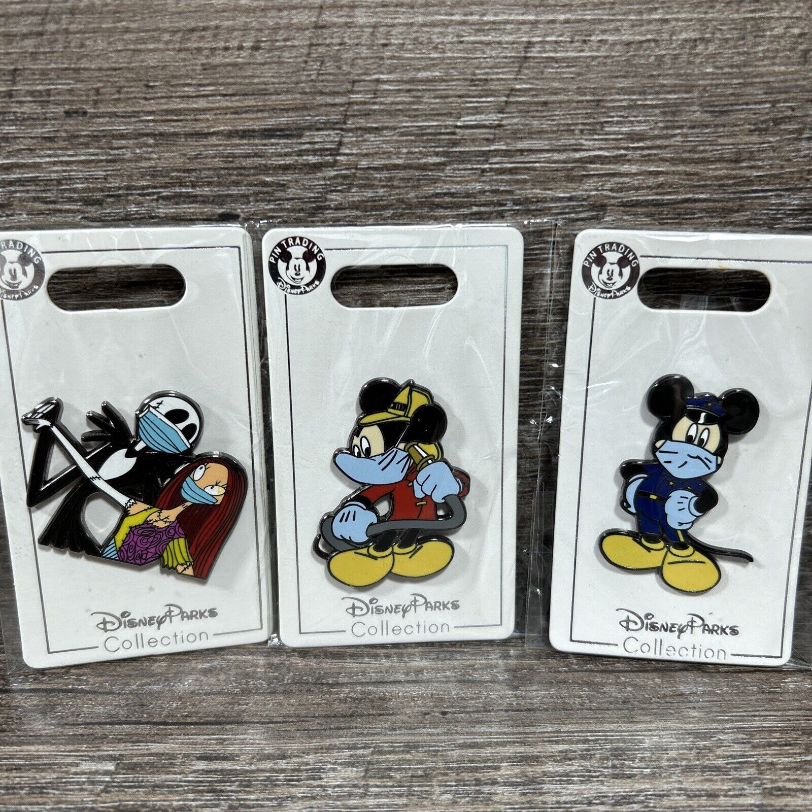 Set Of 3 Disney Cartoon Badges Made In China ( Jack& Sally Mickey Mouse)