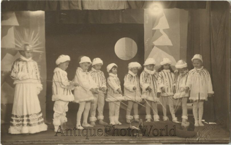 Children in great costumes theater Christmas play antique rppc photo
