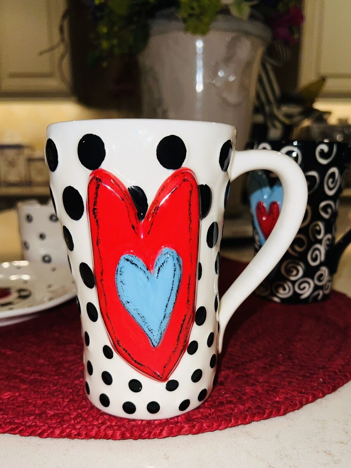 Delightful Polka Dot HeARTful HOME Ceramic Mug By Tracy Peche For Demdaco🥰