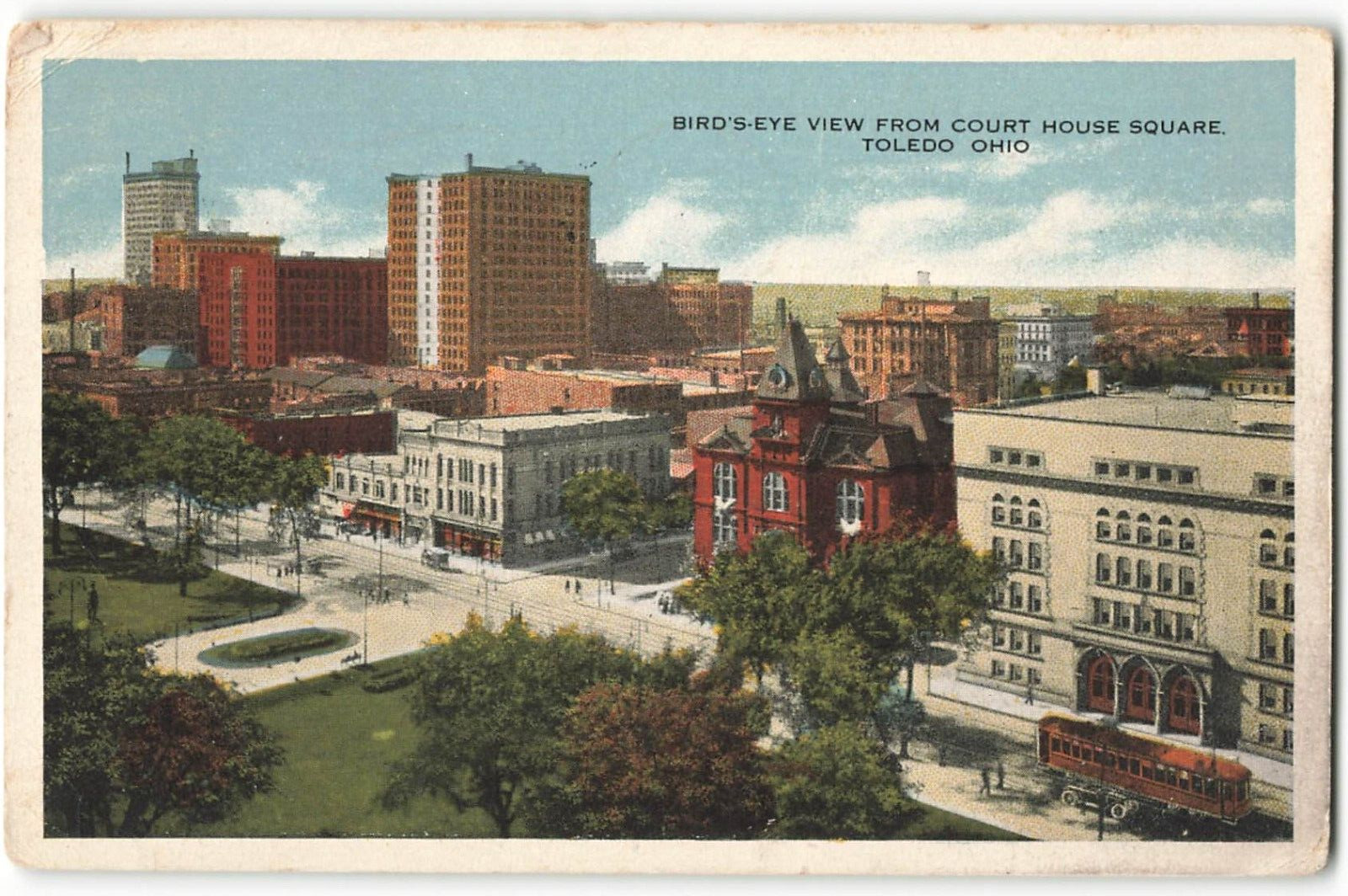 Postcard 1917 Bird\'s-Eye From Court House square, Toledo, Ohio VTG VPC03.