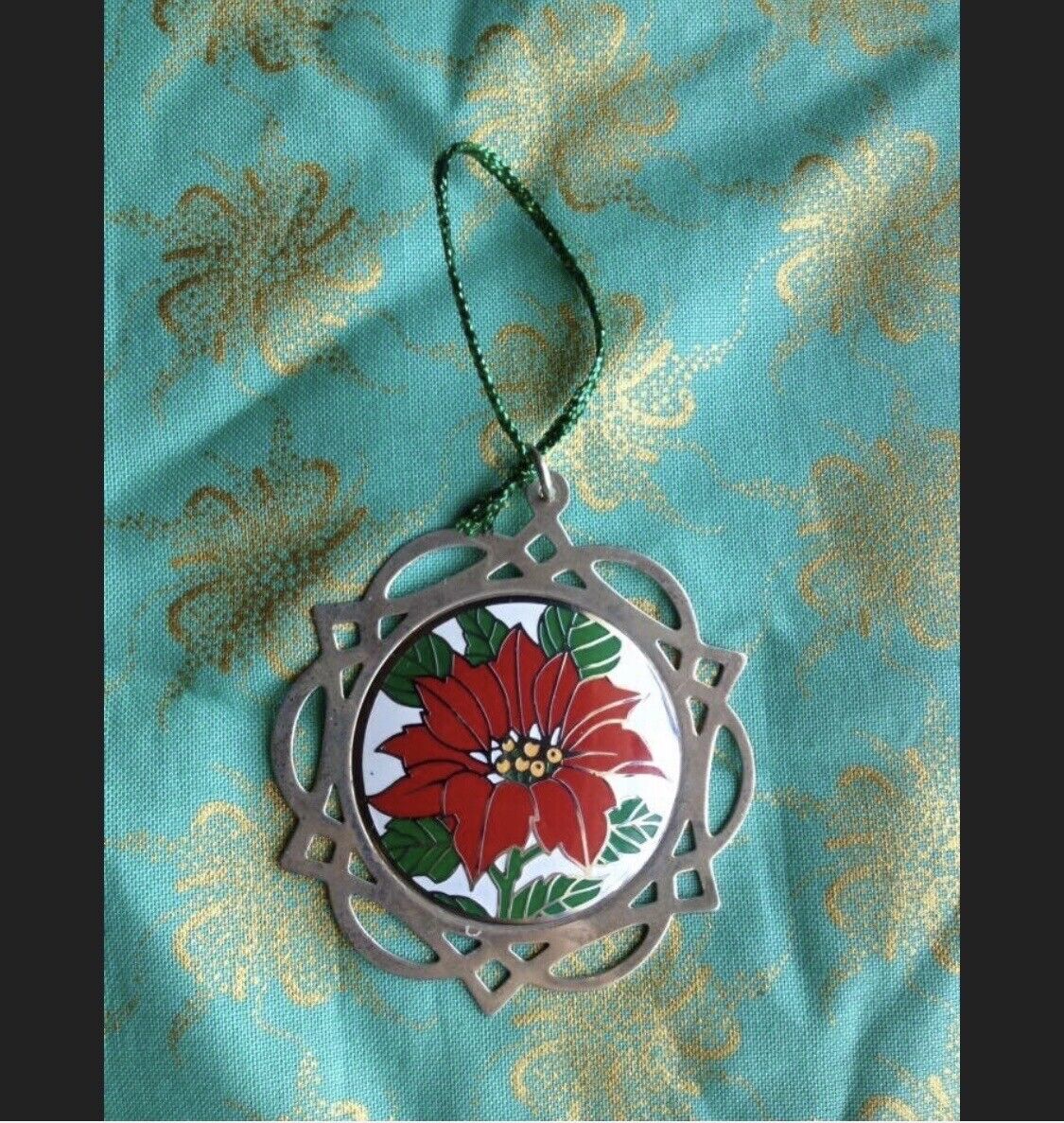 1409 Vintage Sterling Silver Lunt Christmas Ornament Feat Poinsettia