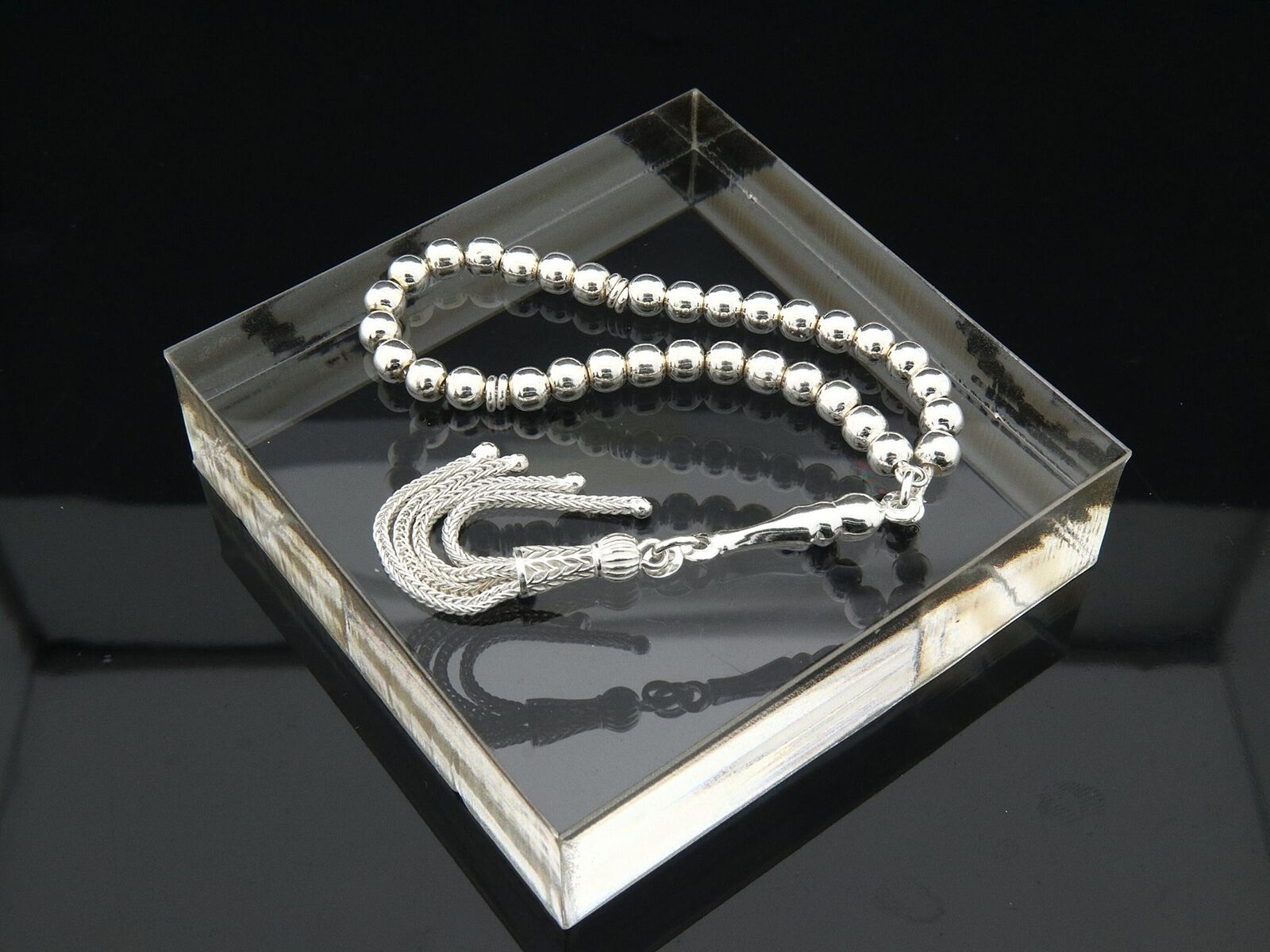 Small (miniature) 925 sterling silver 33 beads Islamic Prayer Bead Tasbih 501111