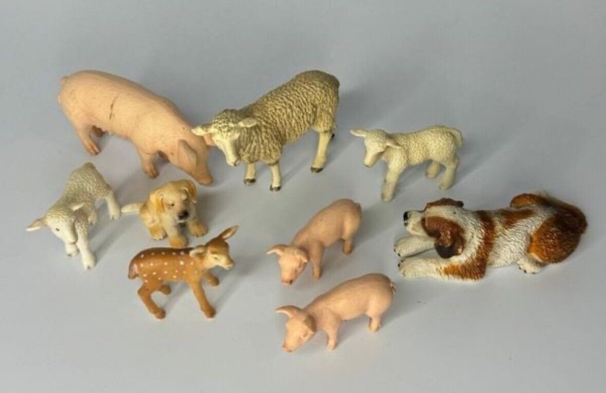 Lot of Various Country Farm Animals Plastic Figurines Schleich Bernard Deer